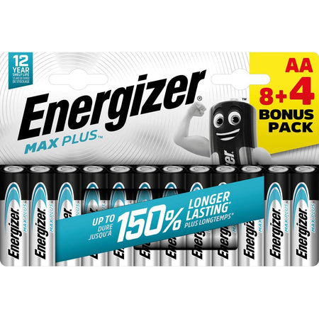 Energizer - Batterien Max Plus AA/LR06/E91, Blister mit 8 + 4