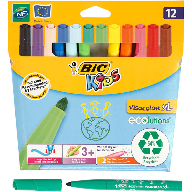 BIC Kids - Farbmarker Bickids Visacolor XL Eco 12St. sort