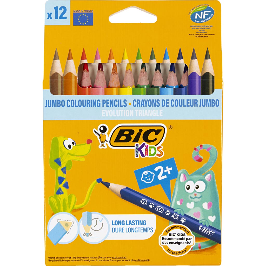 BIC – Buntstifte Kids Evolution ecolutions Dreieck sortiertes Federmäppchen mit 12 Stück