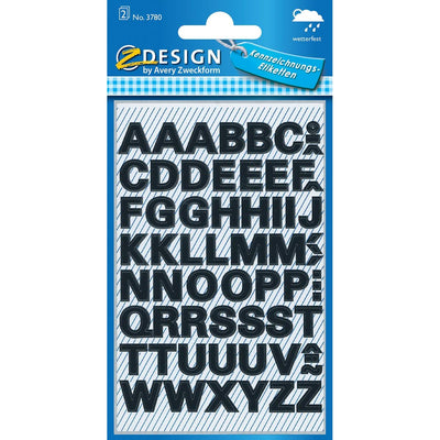 Avery Zweckform - Etiketten, Buchstaben A-Z, 2 Bögen, schwarz, wasserfeste Folie