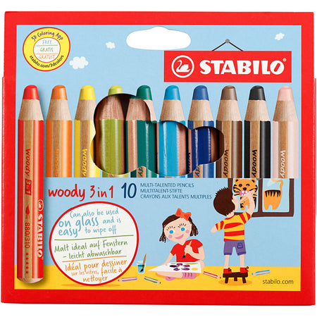 STABILO - Buntstifte 880 woody 3 in 1 sortiertes Federmäppchen à 10 Stück