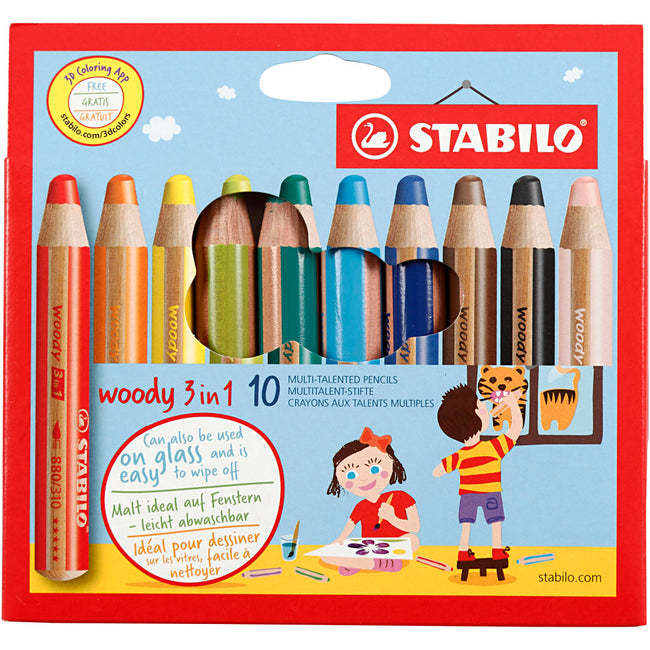 STABILO - Buntstifte 880 woody 3 in 1 sortiertes Federmäppchen à 10 Stück