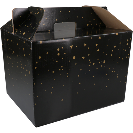 Klika - Essenslieferbox | Funkelndes s | Wellpappe | 370x275x250mm | schwarz/gold | 15 Stück
