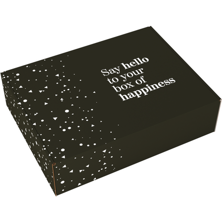 Klika - Lieferbox | Hallo Glück | Wellpappe | 460x360x120mm | schwarz/weiß | 15 Stück