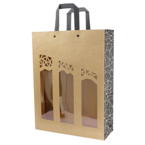 Timmers - Weinflaschentasche 3 Flaschen 285+95x385mm Authentique (10 Stück)
