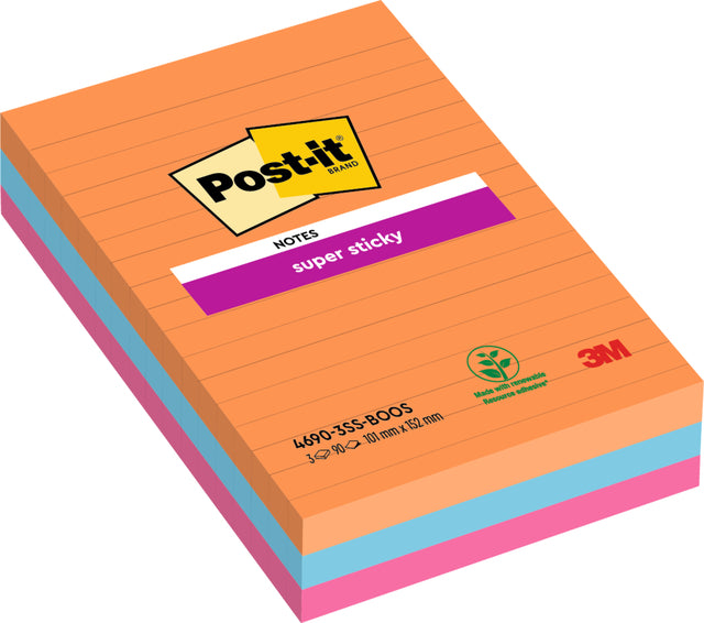 Memoblok 3m post-it 4690 Super Sticky 101x152mm Line Bangkok