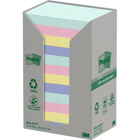 Post-it - Notizblock 653-RPT 38x51mm Regenbogenpastell 24 Stück
