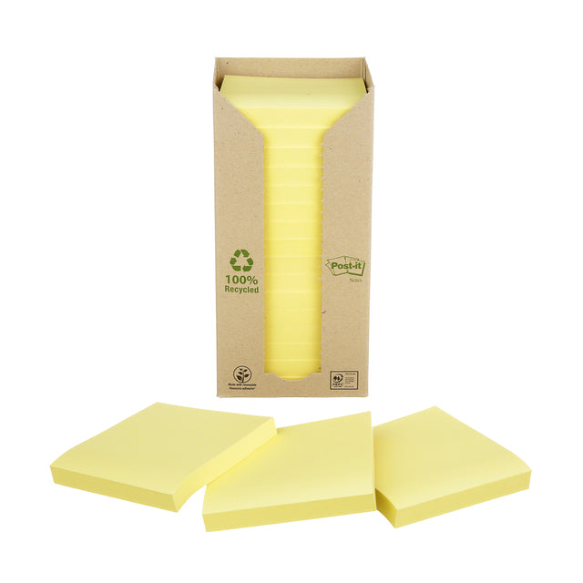 Memo-Block 3m nach-It 654 76x76mm recycelter Pastellgelb