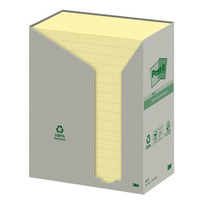 Post-it – Notizblock 655 76 x 127 mm, recyceltes Gelb, 16 x 100 Blatt