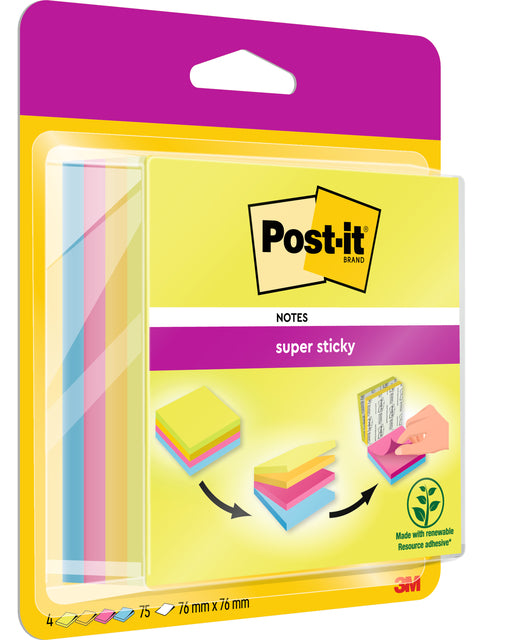 Memoblok 3m post-it 2014 Super Sticky 76x76mm Smart Kubus Rio