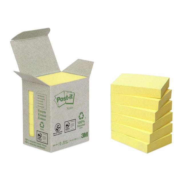 Post-it - Notizblock 653-1b recycelt 38x51mm gelb | 24 Stück