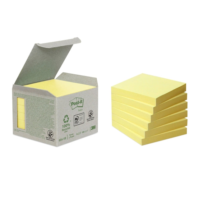 Memo-Block 3m nach-It 654 76x76mm recycelt gelb