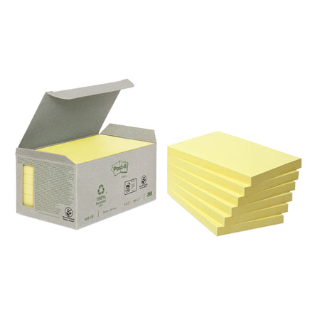 Post-it - Notizblock 655-1B recycelt 76x127mm Kanariengelb 6 Stück