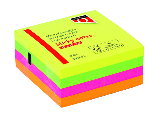 Quantore - Notizblock 76x76mm, klebriger Neon-Arsch | 60 Stück