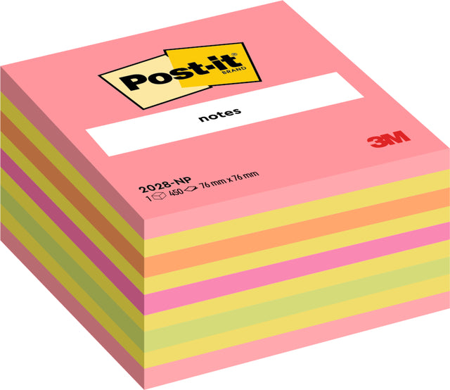 Memoblok 3m post-it 2028 76x76mm Kubus Neonfarben