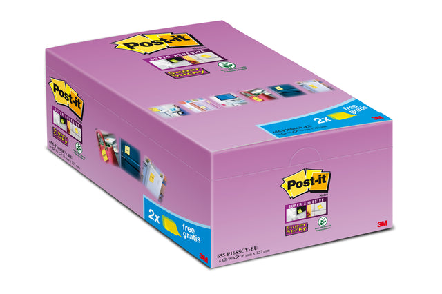Memo-Block 3m nach-It 655 Super klebriger 76x127mm gelb 14+2 kostenlos