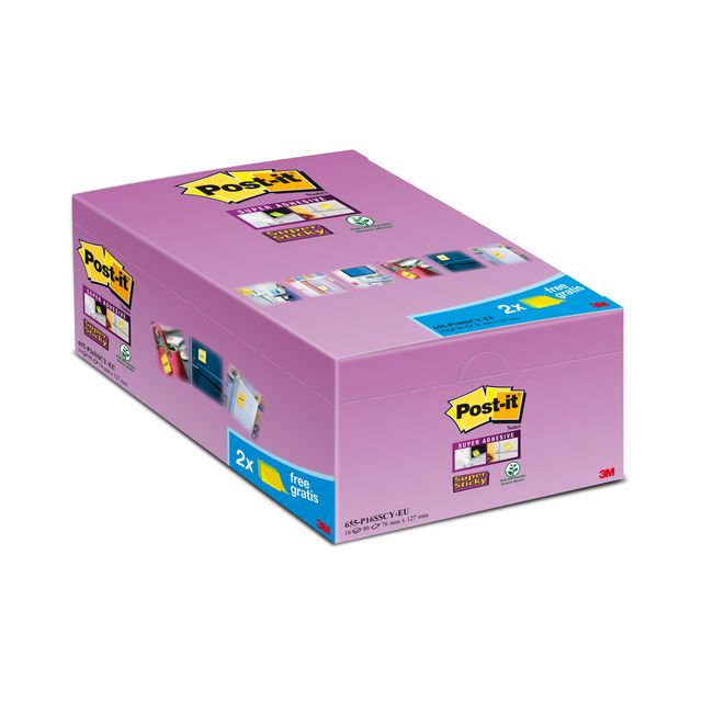 Post-it - Notizblock 655 super klebrig 76x127mm gl 14+2