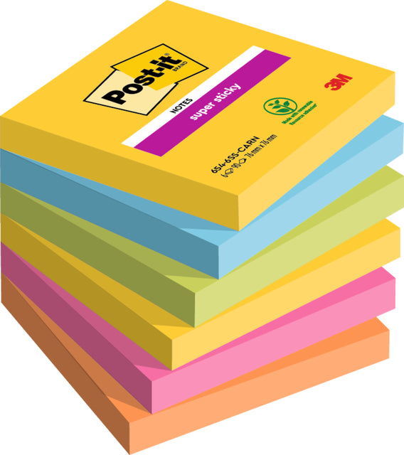 Memoblok 3m post-it 654 Super klebriger 76x76mm Rio