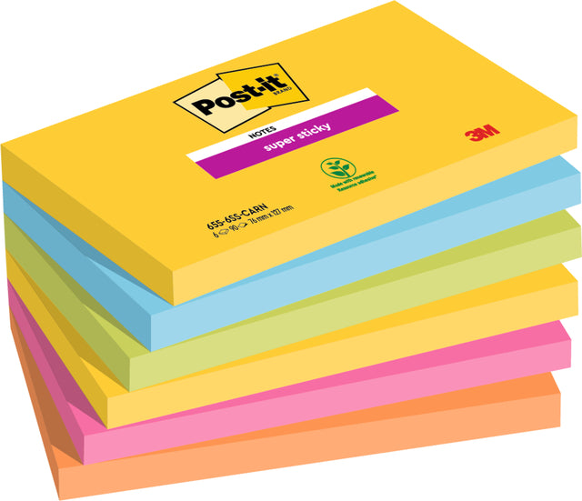 Memoblok 3m post-it 655 Super klebriger 76x127mm Rio