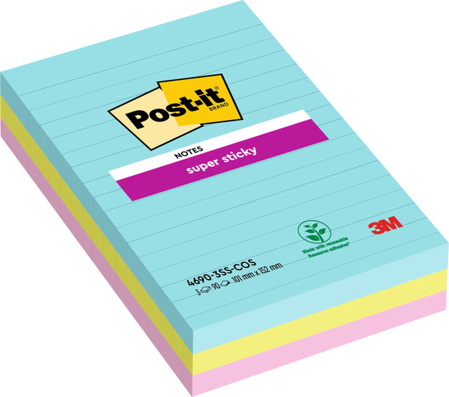 Memoblok 3m post-it 4690 Super klebriger 101x152mm Miami