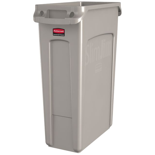 Handelsprodukte von Rubbermaid – Abfallbehälter Slim Jim, belüftet, 87 l, Grau