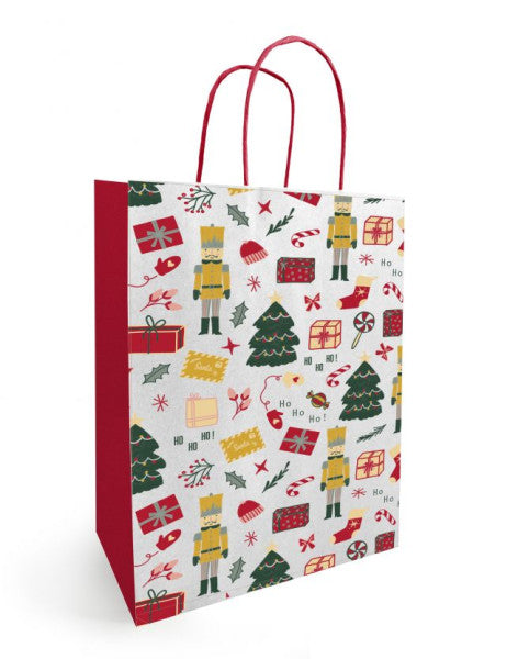 Timmers - Papierbeutel mit Kordelzug WEIHNACHTEN 23x12x30cm Noella Blanc (50 Stück)