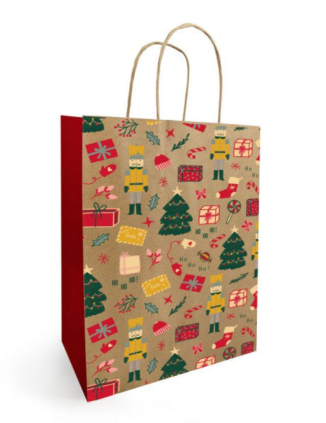 Timmers - Papierbeutel mit Kordelzug WEIHNACHTEN 34x14x39,5cm Noella Natural (50 Stück)