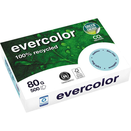 Clairefontaine - Evercolor, farbiges Recyclingpapier, A4, 80 g, 500 Blatt, leuchtend blau