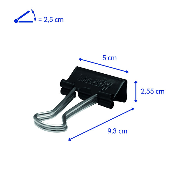 Maul -  Papierklem y 214 foldback 50mm zwart 12st