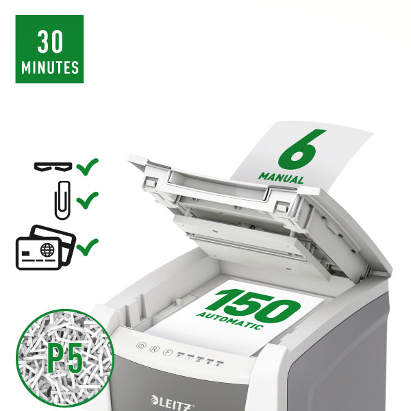 Leitz -  80140000 papiervernietiger Microversnippering 55 dB 22 cm Grijs, Wit