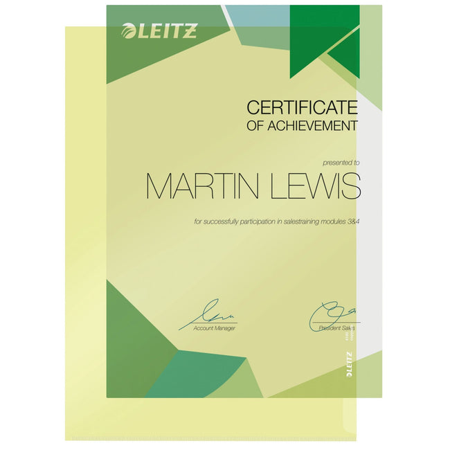 Leitz -  L-map  premium copy safe pvc a4 geel 100st