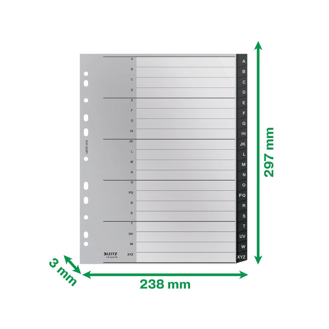 Leitz -  12190000 indextab Alfabetische tabbladindex Polypropyleen (PP) Zwart | 20 stuks