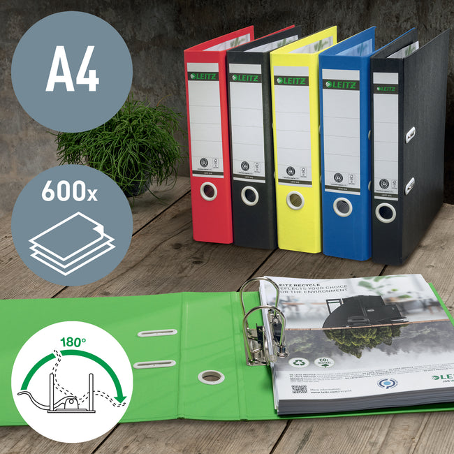 Leitz -  Ordner  recycle 180° 80mm geel | 10 stuks