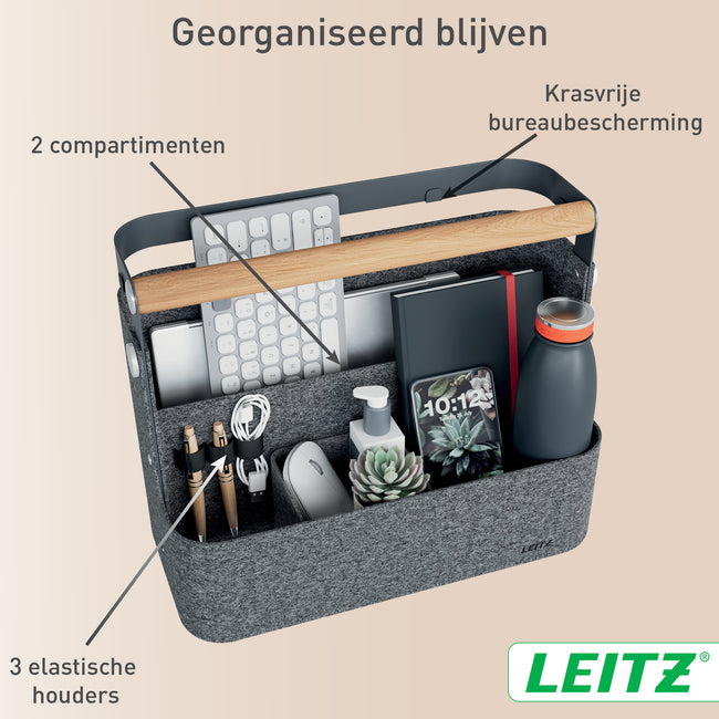 Leitz -  Bureau organizer  draagbaar han donkergrijs | 4 stuks