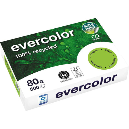 Clairefontaine - Evercolor, farbiges Recyclingpapier, A4, 80 g, 500 Blatt, Apfelgrün
