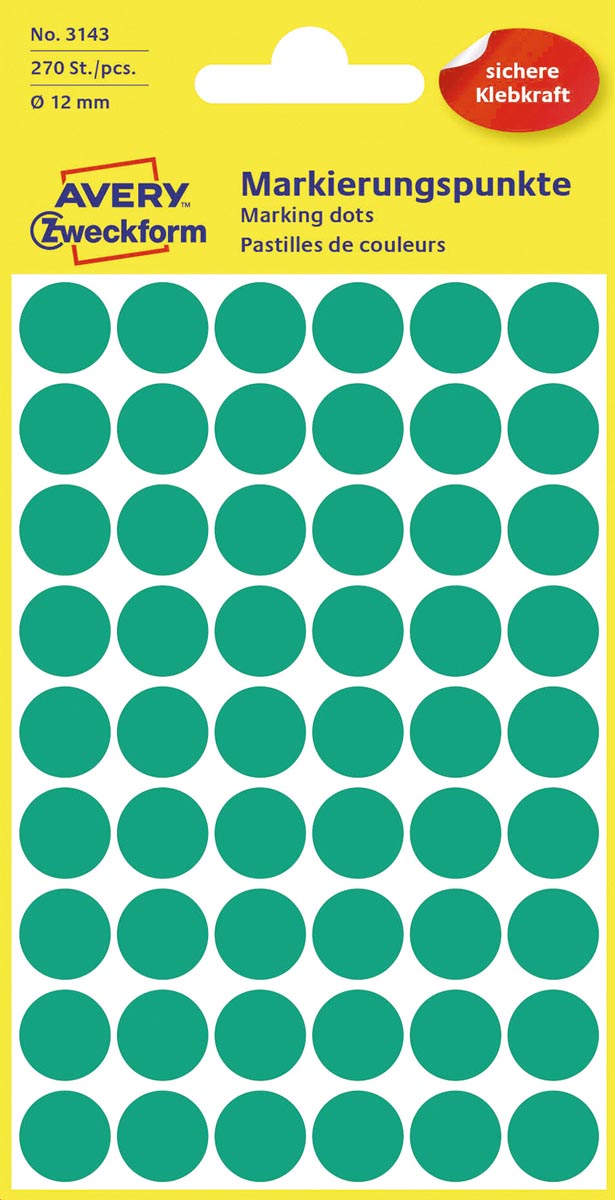 Avery Zweckform -  Ronde etiketten diameter 12 mm, groen, 270 stuks