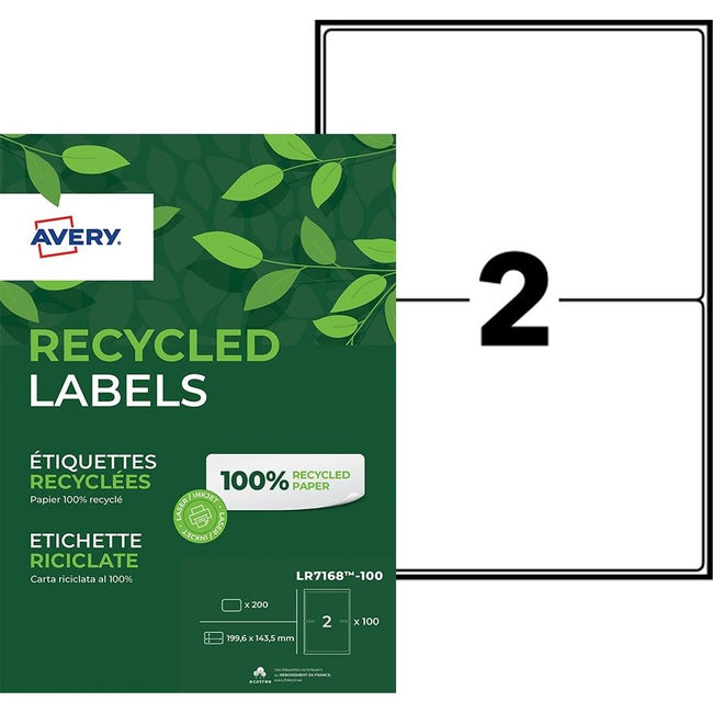 Avery -  Etiket  lr7168 199.6x143.5 recycled wt 200st