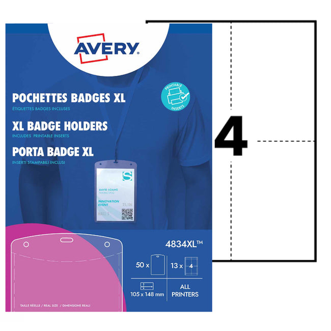 Avery -  Badge  4834 a6 hoes + insteekkaarten 10st