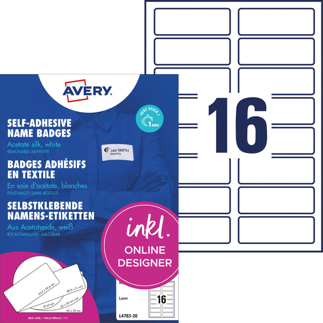 Avery -  Naambadge  l4783-20 88.9x31mm 320st