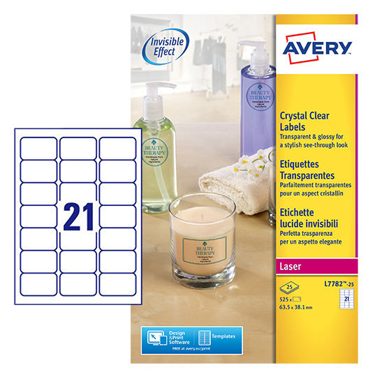 Avery -  Etiket  l7782-25 63.5x38.1mm tr 525st