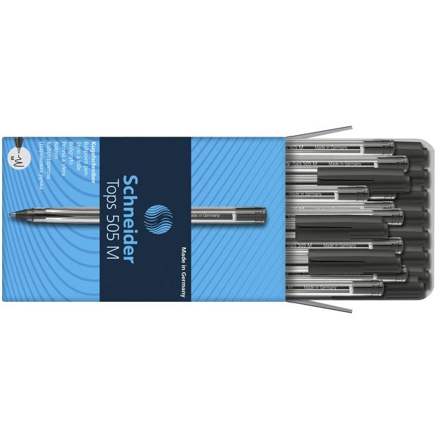 Schneider -  Balpen tops 505 m zwart | 50 stuks