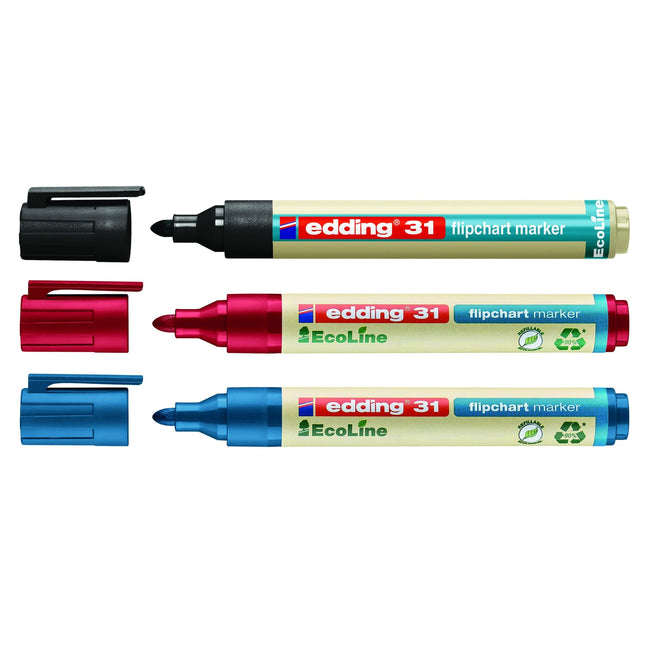 Edding EcoLine -  Viltstift edding 31 eco flipover rond 1.5-3mm rd | 10 stuks