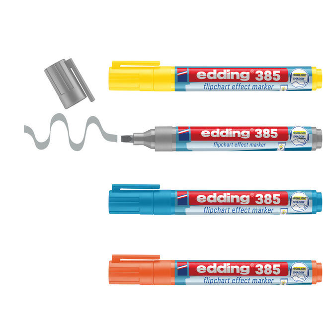 Edding -  Viltstift  385 flipover penseel 4st assorti