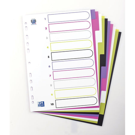 Oxford - MyColor-Tabs, Größe A4, aus farbigem PP, 11-Loch-Perforation, 10 Tabs