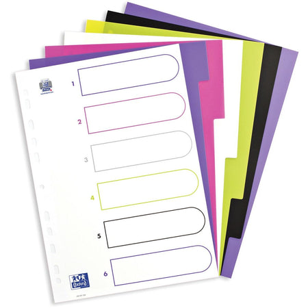 Oxford - MyColor-Tabs, Größe A4, aus farbigem PP, 11-Loch-Perforation, 6 Tabs