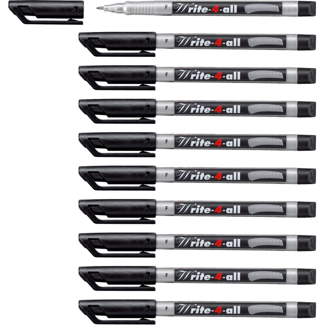 Stabilo -  Write-4-all, permanent marker, fijn, doos 10 stuks, zwart | 10 stuks