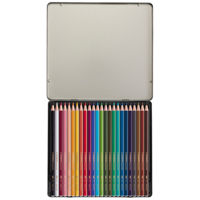 Stabilo -  aquacolor, premium aquarel kleurpotlood, metalen etui met 24 kleuren