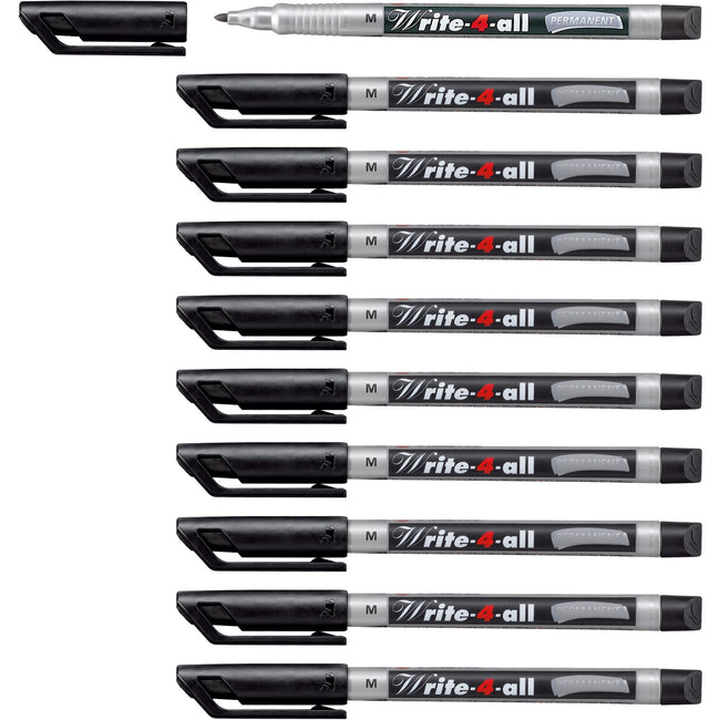 Stabilo -  Write-4-all, permanent marker, medium, doos 10 stuks, zwart | 10 stuks
