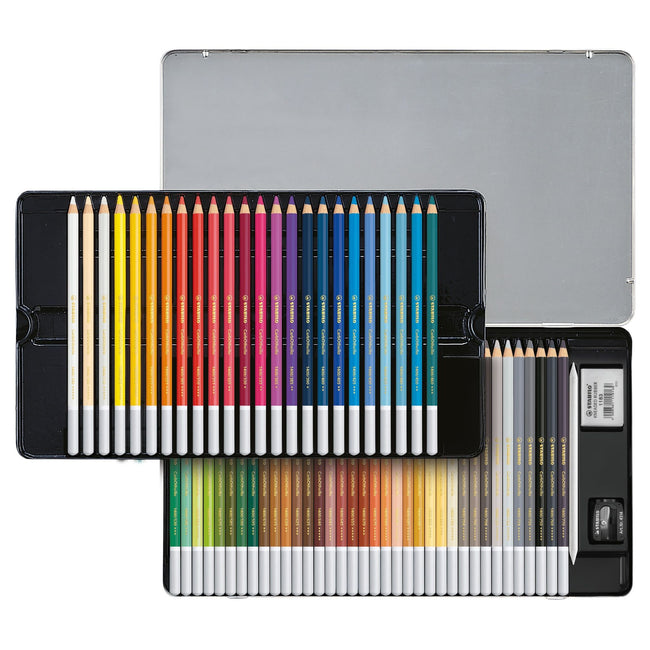 Stabilo -  CarbOthello, Kalkpastel Kleurpotlood, Verkrijgbaar In 60 Kleuren, Metalen Etui Met 60 Kleuren