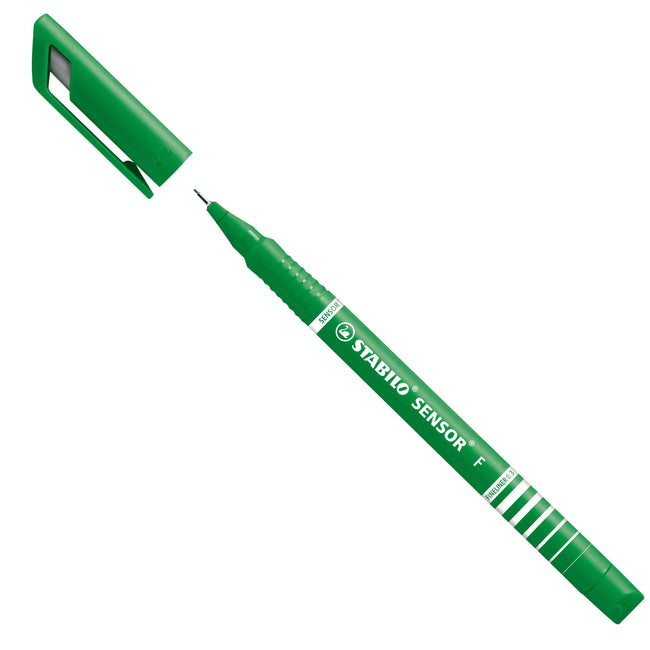 Stabilo -  SENSOR, Fineliner, Fijn 0.3 mm, Met Meeverende Schrijfpunt, doos 10 stuks, groen | 10 stuks